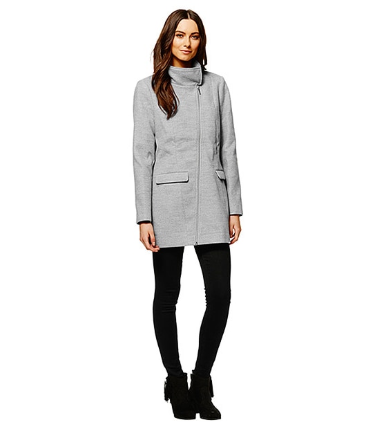 Funnel Neck Coat - Grey