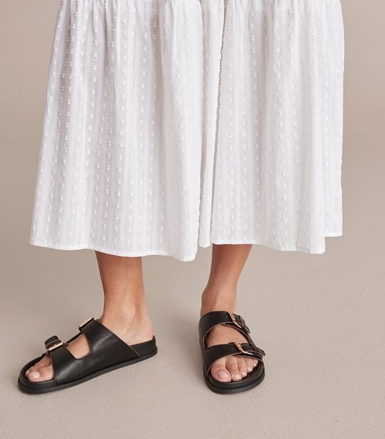 Preview Shirred Frill Strap Midi Dress