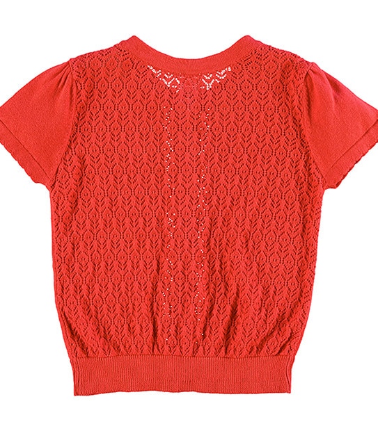 Girls' Short Sleeve Pointelle Knit Cardigan