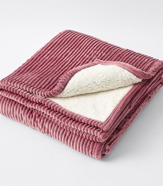 Mara Ribbed Velvet Sherpa Throw