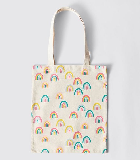 Rainbow Print Tote Bag - Off White