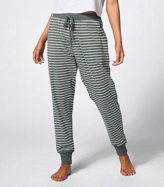 Lily Loves Sleep Jogger Pants - Khaki Green Stripe