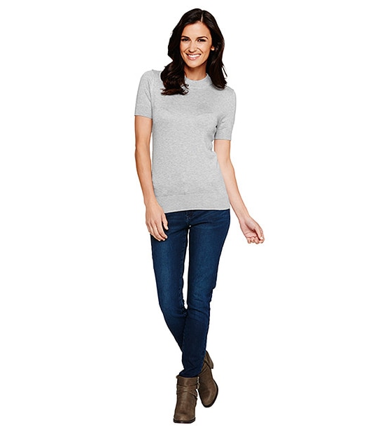 Mock Turtle Neck Top - Mid Grey