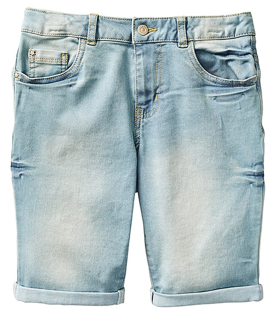 Girls' Knee Length Denim Shorts - Light Wash