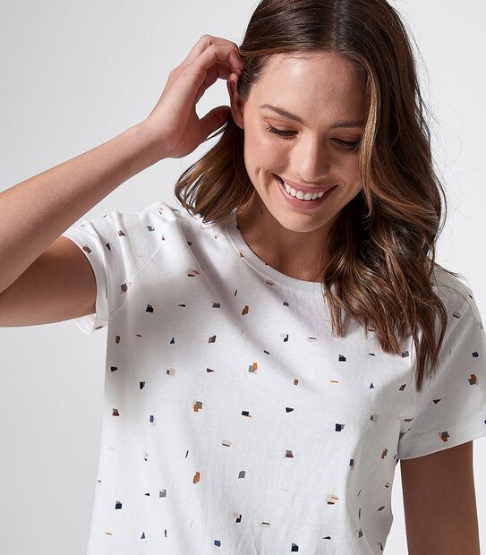 Printed Organic Cotton T-Shirt - White Terrazzo