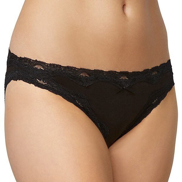 Cotton Lace Bikini Briefs - Black Cotton Lace Bikini Briefs - Black