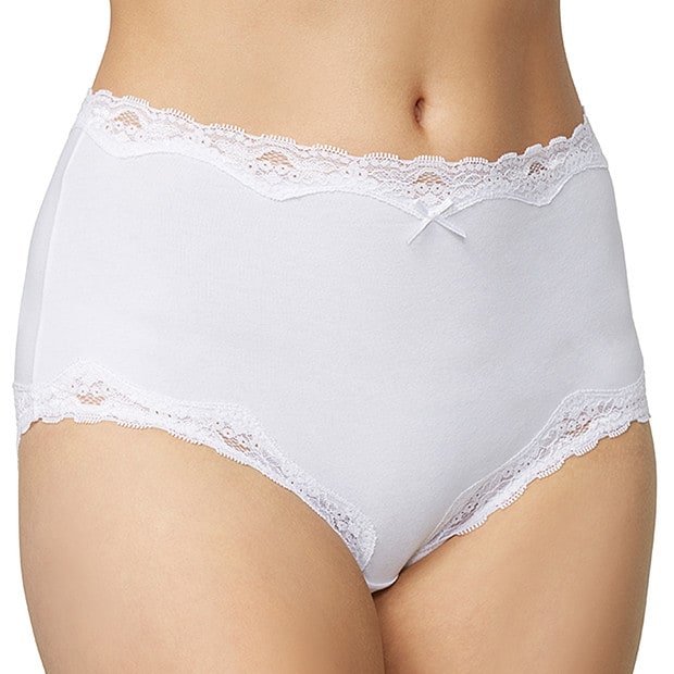 Cotton Lace Full Briefs - White Cotton Lace Full Briefs - White