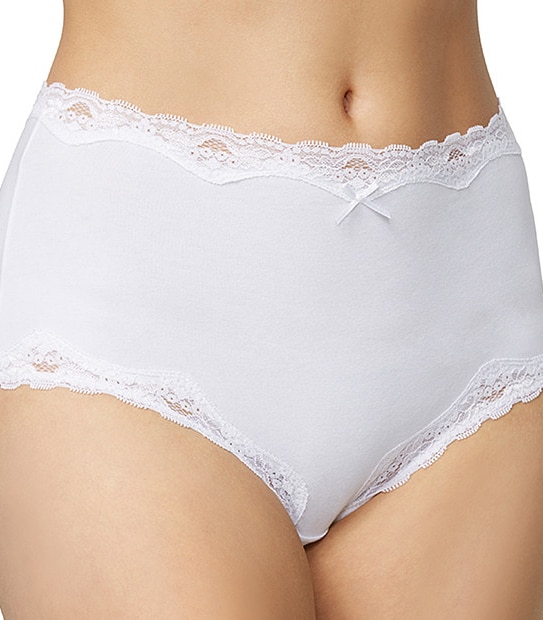 Cotton Lace Full Briefs - White