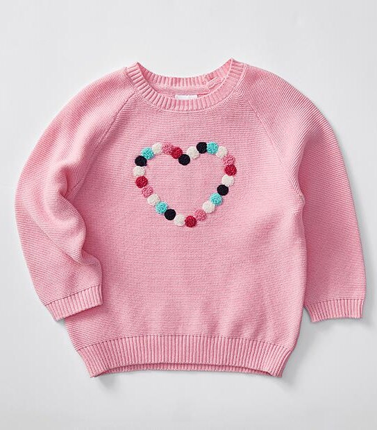 Baby Knit Pom Pom Heart Jumper