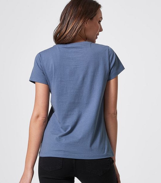 Printed Organic Cotton T-Shirt - Denim Blue Francais