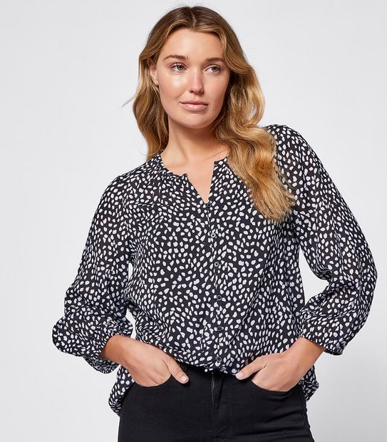Button Through Peasant Blouse