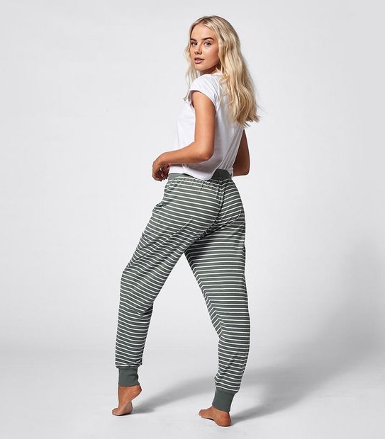 Lily Loves Sleep Jogger Pants - Khaki Green Stripe