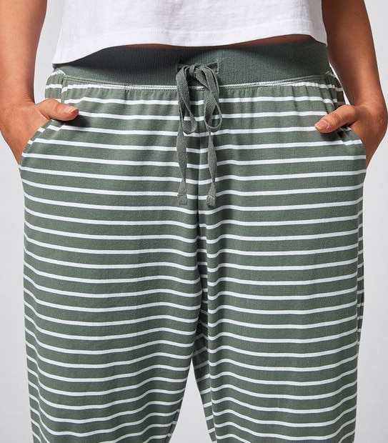 Lily Loves Sleep Jogger Pants - Khaki Green Stripe