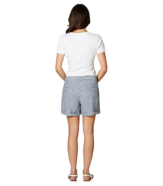 Life & Style Linen Shorts - Blue Stripe
