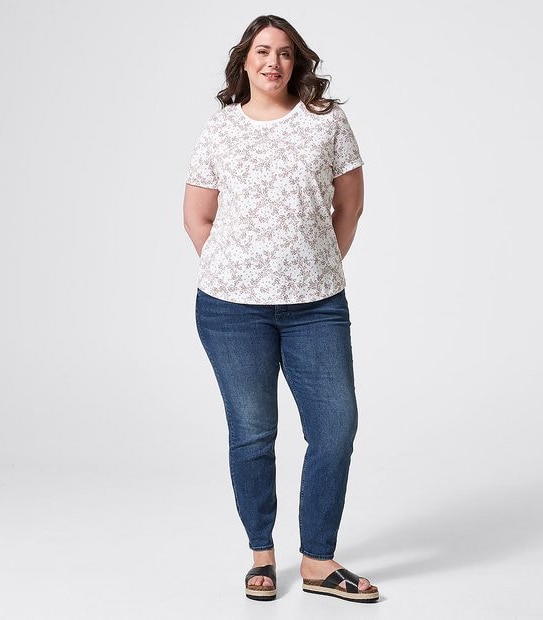 Belle Curve Organic Cotton Printed T-Shirt - Stem White