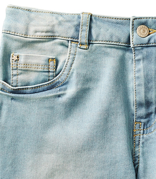 Girls' Knee Length Denim Shorts - Light Wash