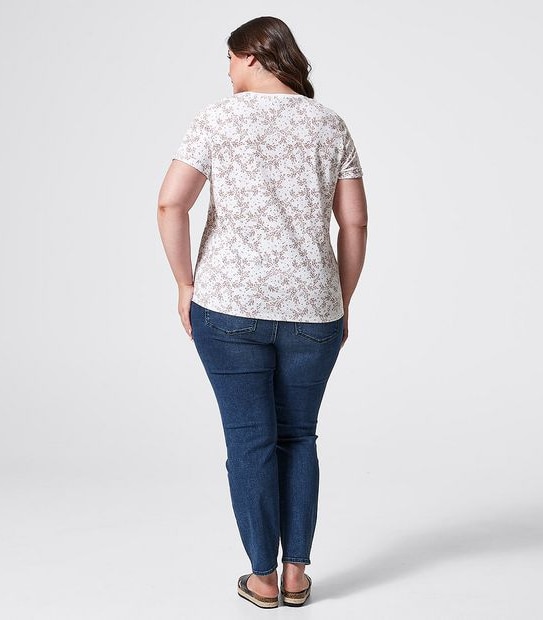 Belle Curve Organic Cotton Printed T-Shirt - Stem White