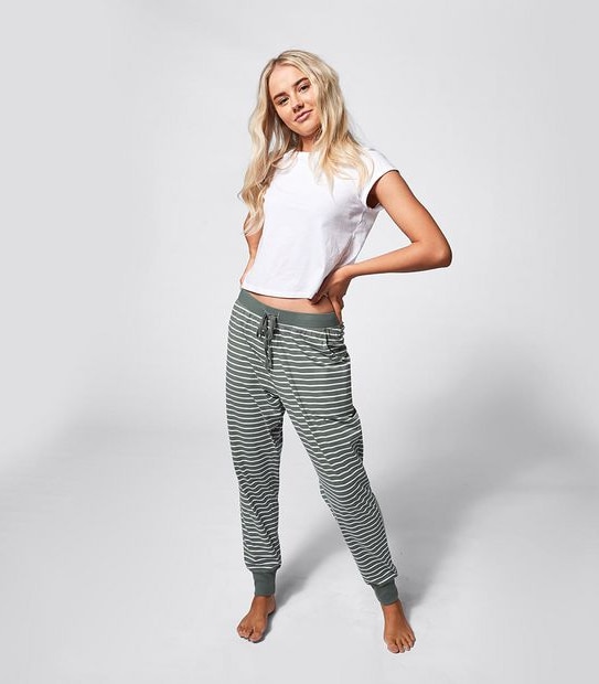 Lily Loves Sleep Jogger Pants - Khaki Green Stripe