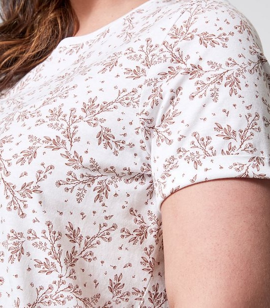 Belle Curve Organic Cotton Printed T-Shirt - Stem White