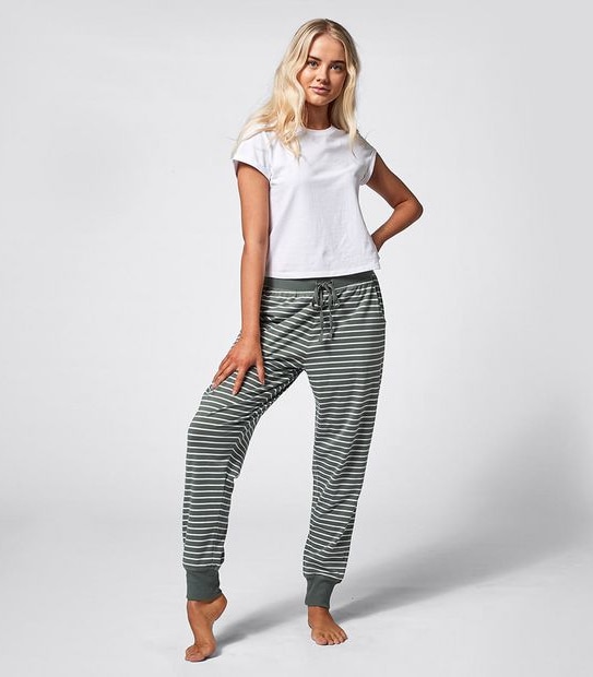 Lily Loves Sleep Jogger Pants - Khaki Green Stripe