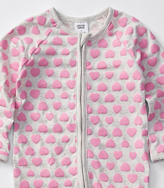 Baby Heart Print Stretch  Coverall