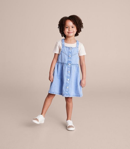 Denim Button Up Pinafore
