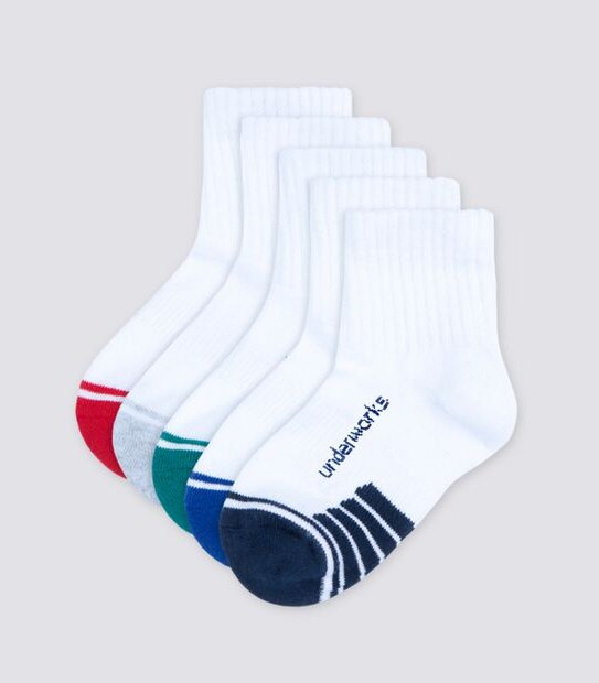 5 Pack Underworks Qtr Crew Socks