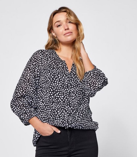 Button Through Peasant Blouse