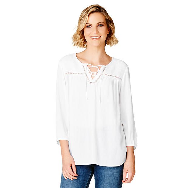 Lace Trim Peasant Top | Target Australia