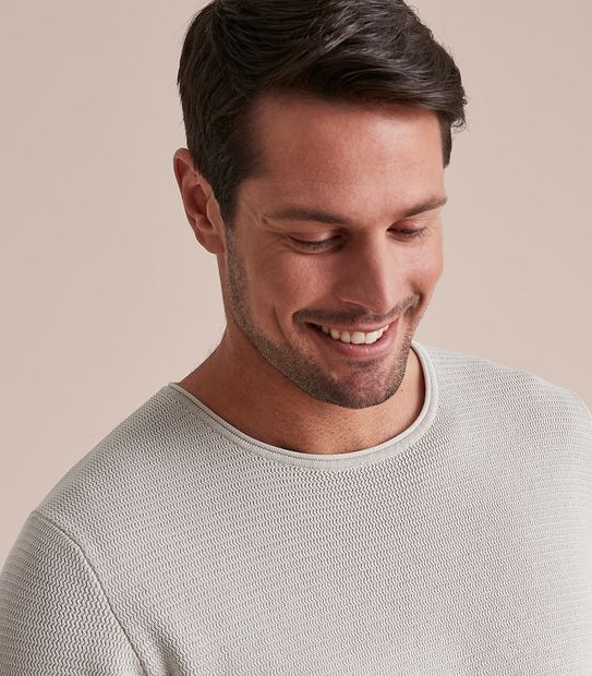Knit Zig Zag Stitch Crew Neck Jumper
