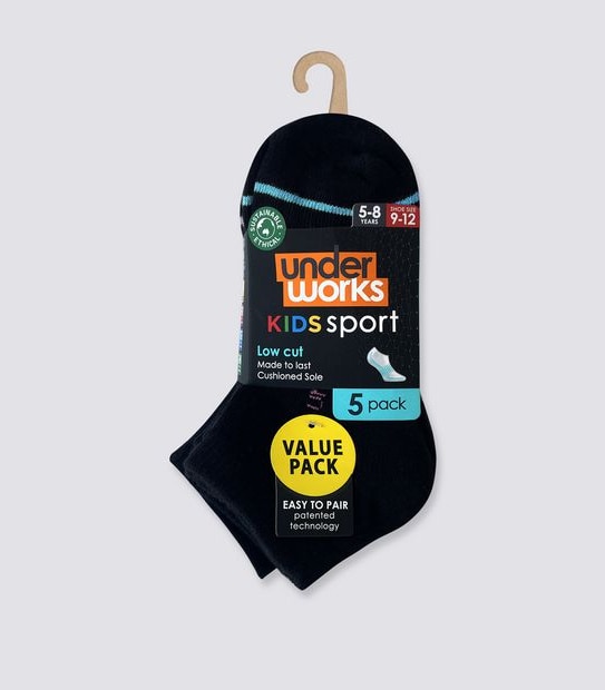 5 Pack Underworks Kids Low Cut Socks