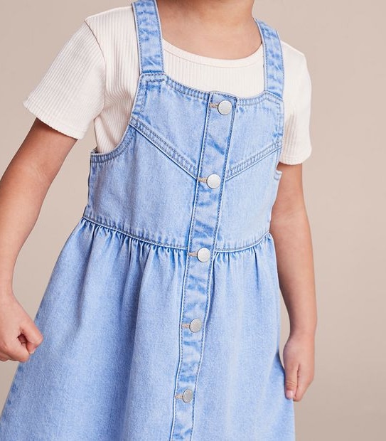 Denim Button Up Pinafore