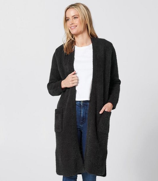 Lily Loves Longline Edge To Edge Cardigan - Black