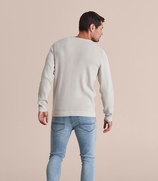 Knit Zig Zag Stitch Crew Neck Jumper