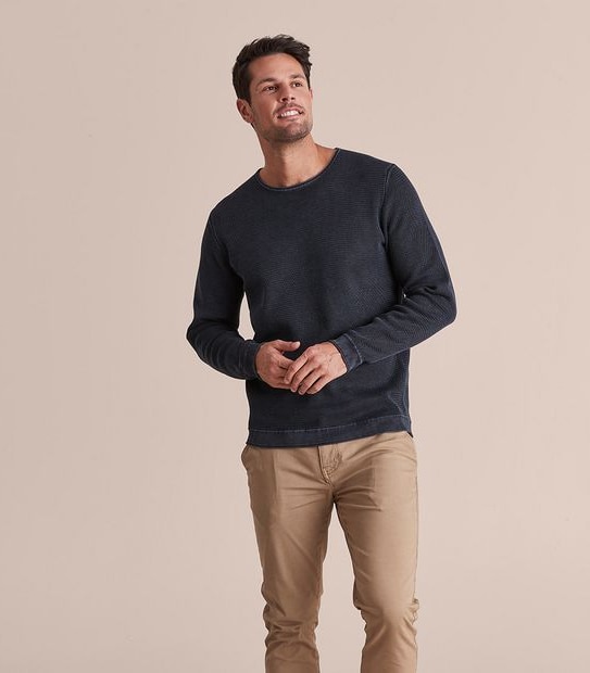 Knit Zig Zag Stitch Crew Neck Jumper