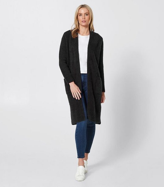 Lily Loves Longline Edge To Edge Cardigan - Black