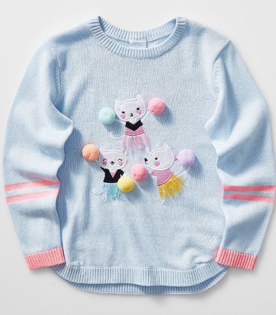 3D Cheerleader Cat Crew Knit Jumper