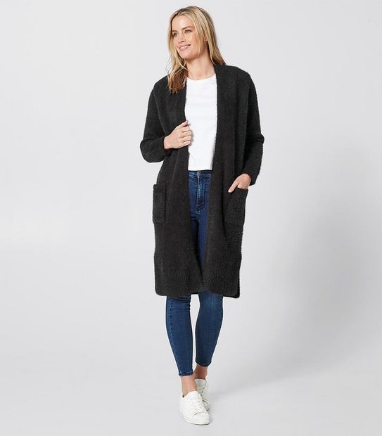 Lily Loves Longline Edge To Edge Cardigan - Black