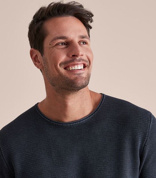 Knit Zig Zag Stitch Crew Neck Jumper