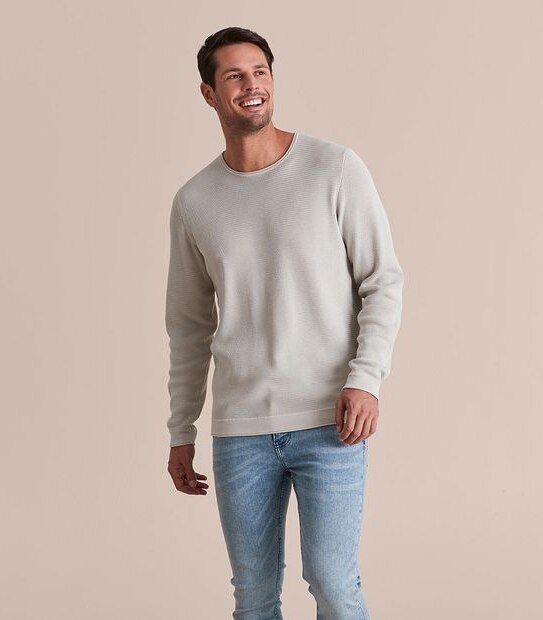 Knit Zig Zag Stitch Crew Neck Jumper