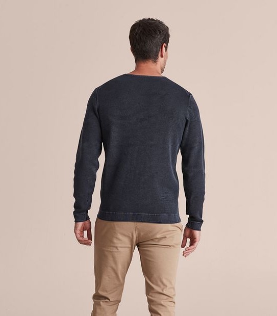 Knit Zig Zag Stitch Crew Neck Jumper
