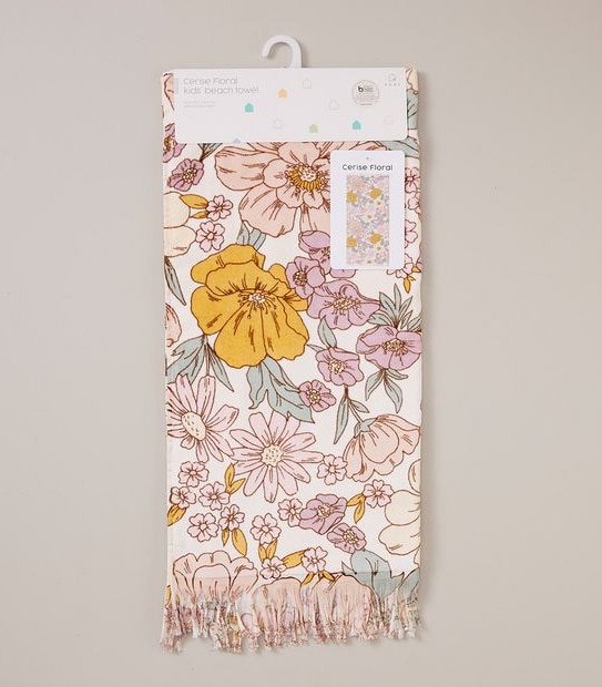 Kids Cerise Floral Beach Towel