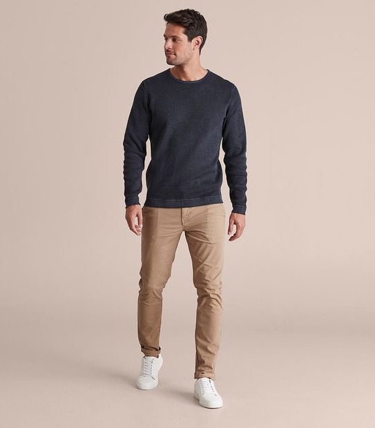 Knit Zig Zag Stitch Crew Neck Jumper