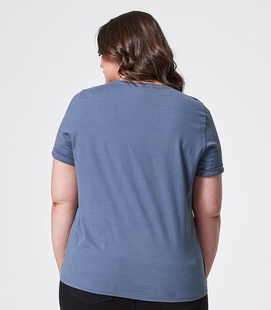 Belle Curve Organic Cotton Printed T-Shirt - Apres Toi Dusty Blue