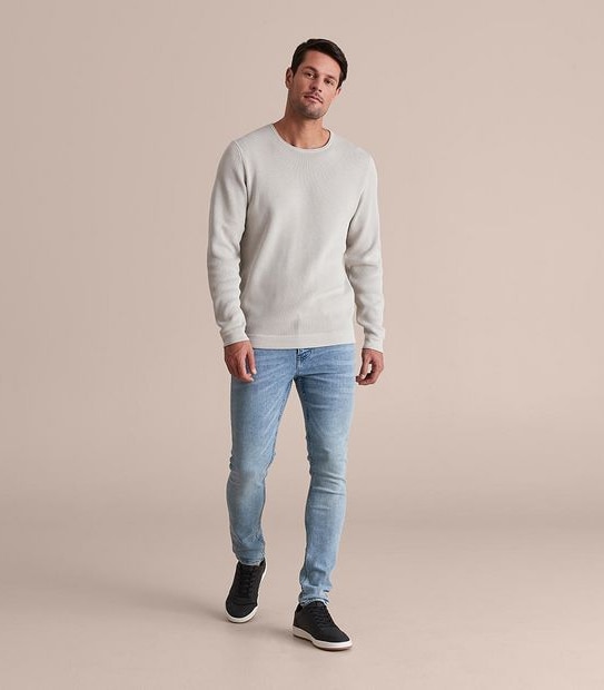 Knit Zig Zag Stitch Crew Neck Jumper
