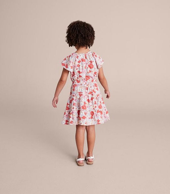 Linen Blend Floral Tiered Skirt