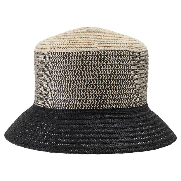 Ladies' Solid Brim Bucket Hat - Natural / Black Ladies' Solid Brim Bucket Hat - Natural / Black