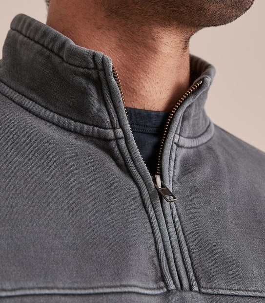 Garment Dyed 1/2 Zip Slub Fleece Jumper