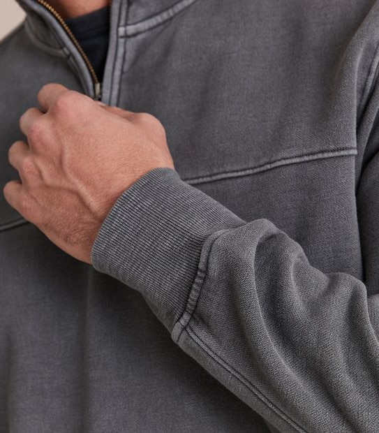 Garment Dyed 1/2 Zip Slub Fleece Jumper