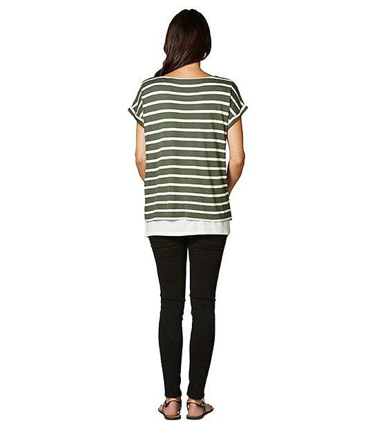 Maternity Layered Nursing Top - Thyme / White